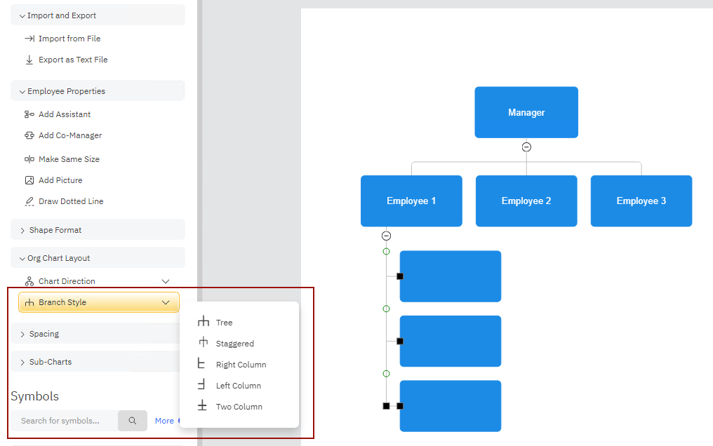 Change branch style