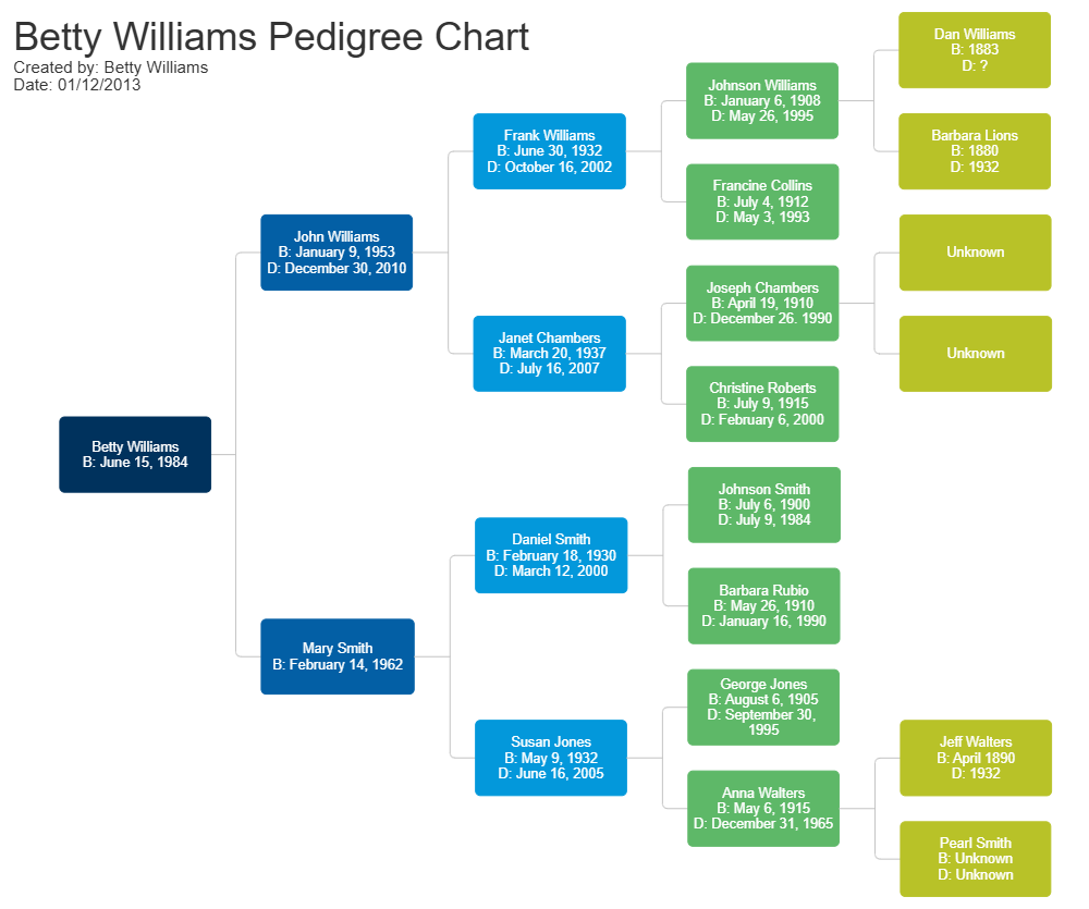 Example Image: Female Pedigree Chart