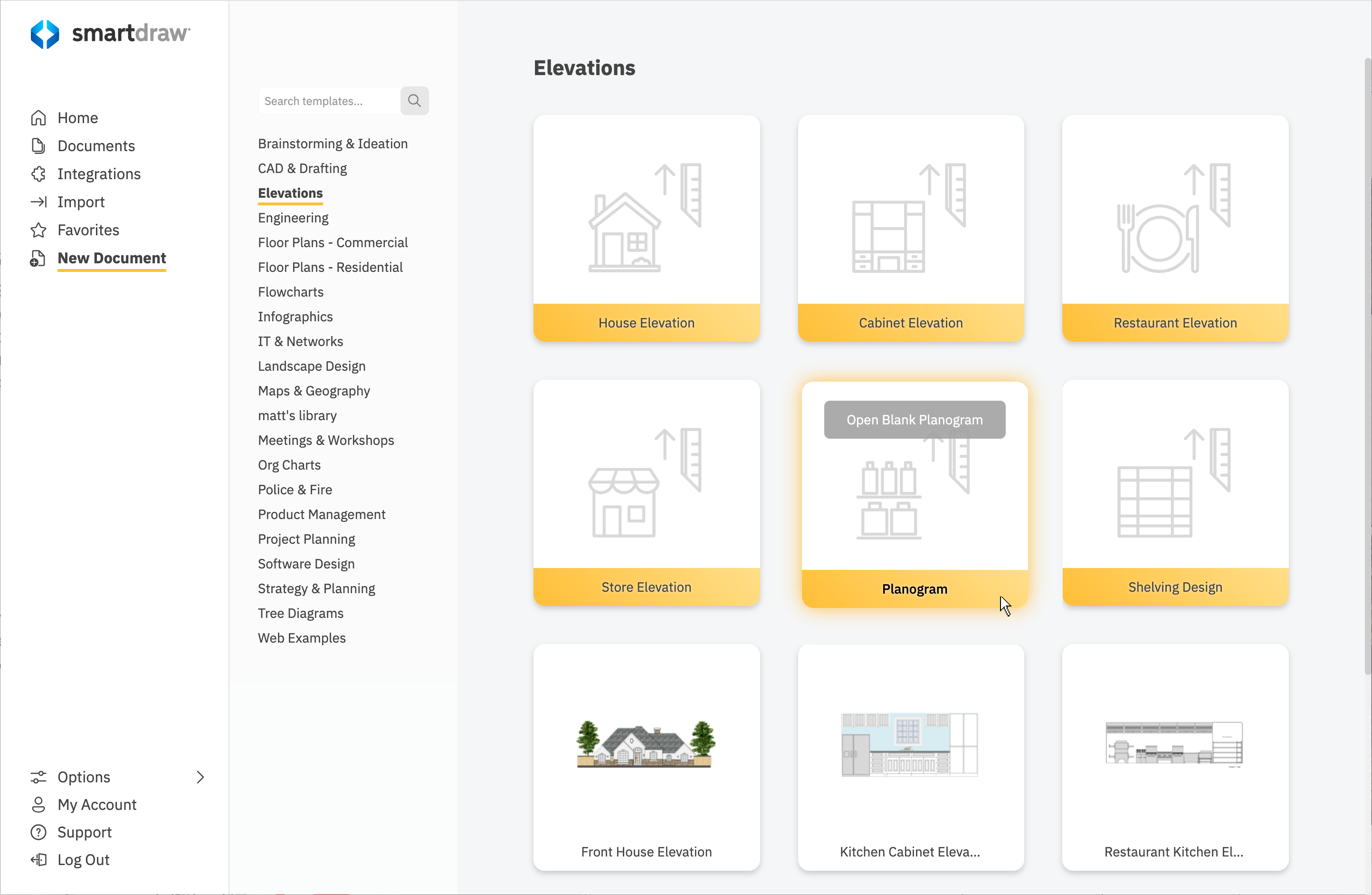 SmartDraw dashboard planogram templates