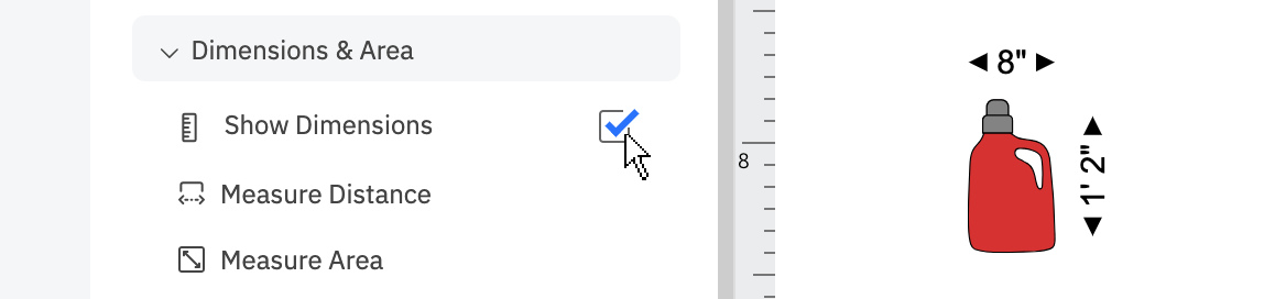 Show dimensions on planogram symbols