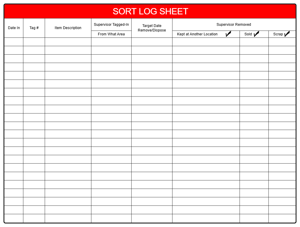 Example Image: Sort Log Sheet