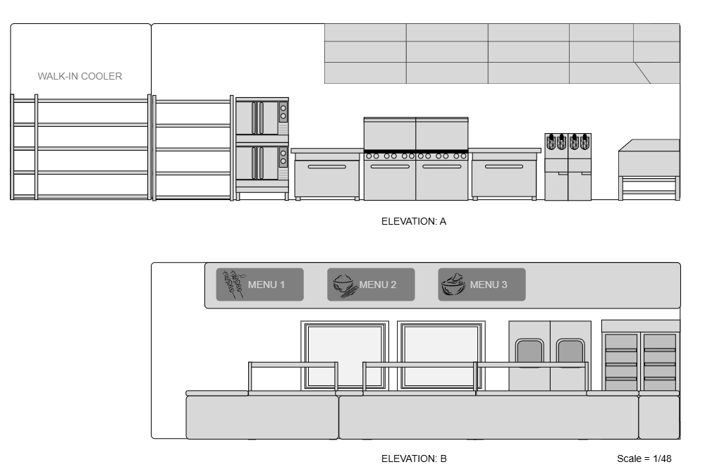 Example Image: Restaurant Kitchen Elevation Plan