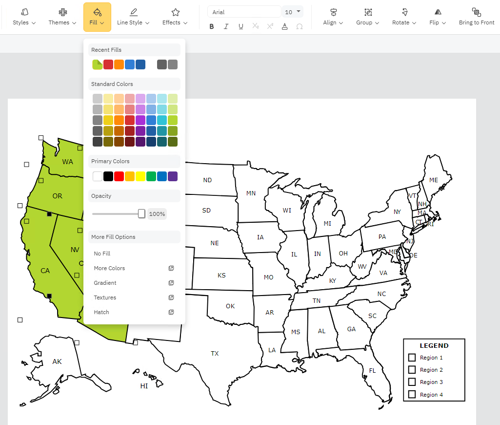 Color regions