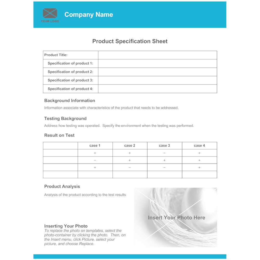 Example Image: Product Specification Sheet 02