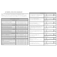 External Analysis Checklist