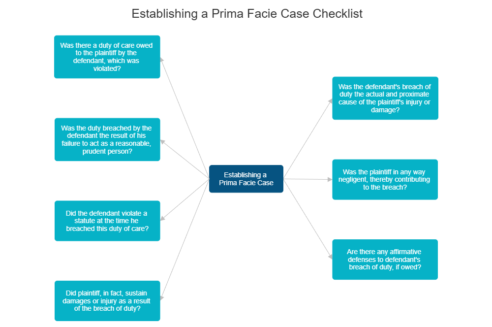 Example Image: Establishing a Prima Facie Case Checklist