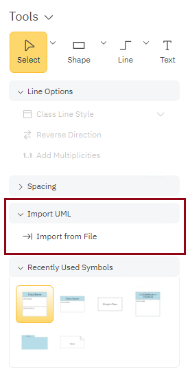 Import class diagram data