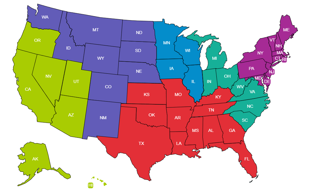 Example Image: Labeled Editable US Map
