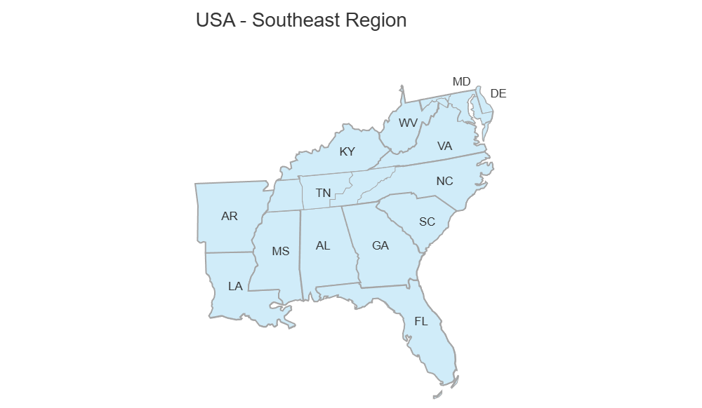 Example Image: USA Region - Southeast