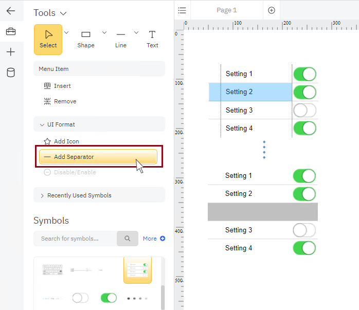 Add wireframe separator