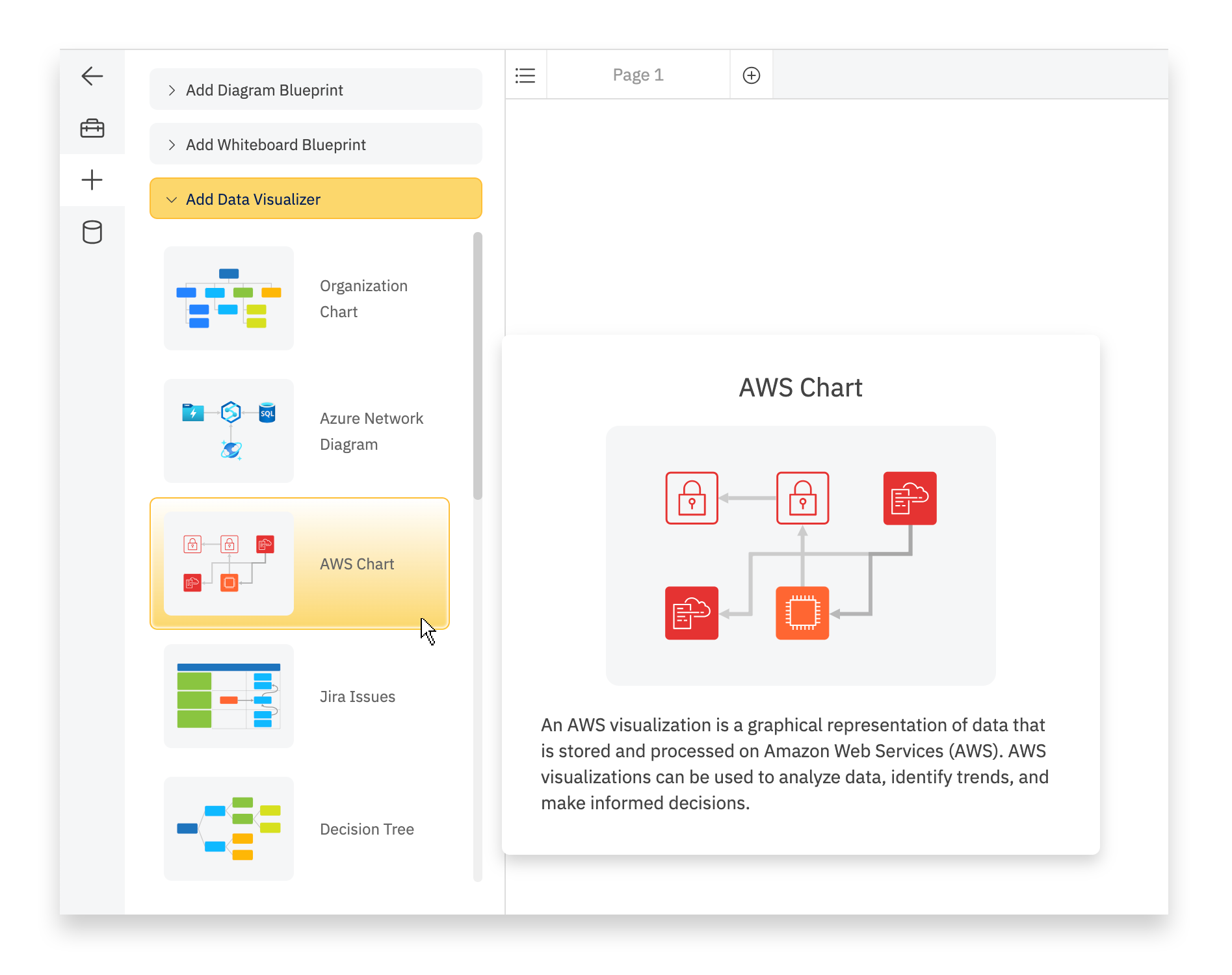 Data visualizer menu